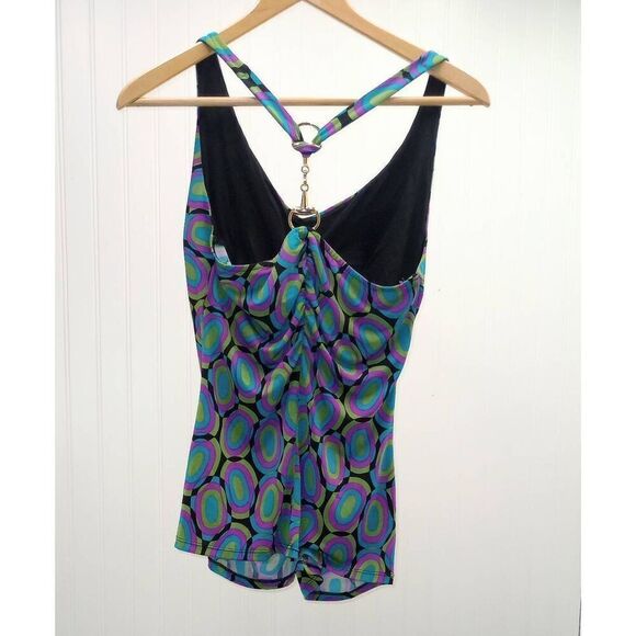 BISOU BISOU multi-colored print bathing suit top size medium - Picture 2 of 5